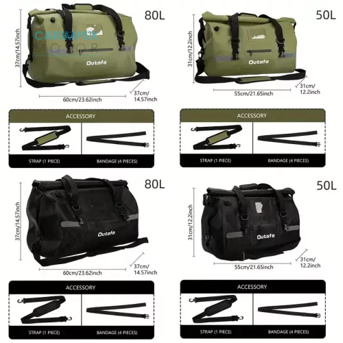 Motorkerékpár 80 L -es vízálló poggyász zöld színben