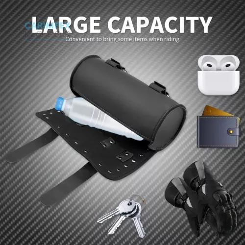 Motorkerékpár Vintage Hengeres Nyeregtáska Fekete