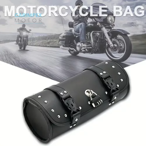 Motorkerékpár Vintage Hengeres Nyeregtáska Fekete
