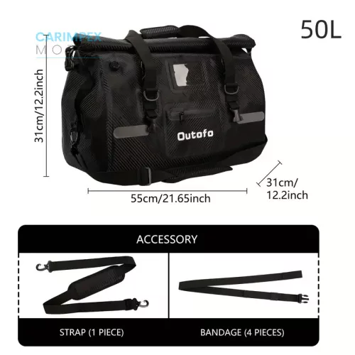 Motorkerékpáros 80 L- es vízálló poggyász, Fekete színben