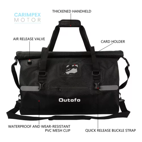 Motorkerékpáros 80 L- es vízálló poggyász, Fekete színben