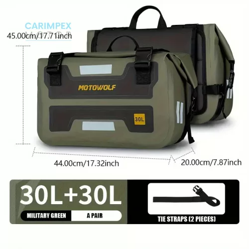 Motorwolt Motorkerékpár oldaltáska 2db -os szett Katona zöld színben