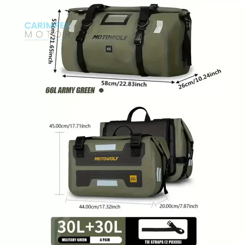 Motorwolt Motorkerékpár oldaltáska 2db -os szett Katona zöld színben