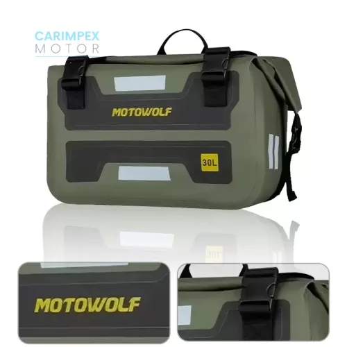 Motowolf Motorkerékpár Pogyász táska, Hátizsák, Hátsótáska  Katona zöld színben 