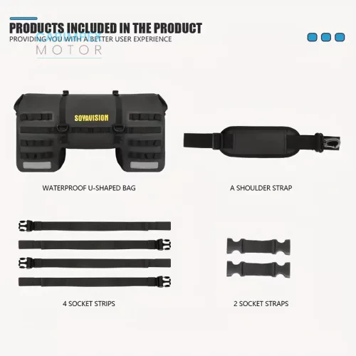 SOYAVISION Motorkerékpár hátsótáska szett, Fekete színben