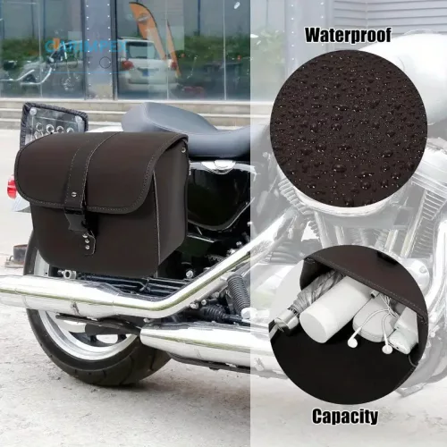 Motorkerékpár nyereg  oldaltáska sötét barna színben
